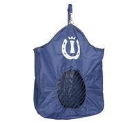 Imperial Riding IRH Feed Me - Bolsa para heno con Sistema de suspensión y Apertura Frontal, Resistente Bolsillo para heno para establo y Remolque, Color Azul Marino, 1 tamaño