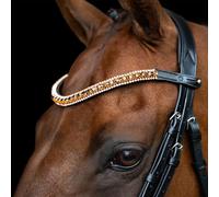 Imperial Riding IRH Grande - Diadema de Piel con Cristales Brillantes y Cierre de Pin, Color Bronce