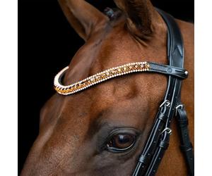 Imperial Riding IRH Grande - Diadema de Piel con Cristales Brillantes y Cierre de Pin, Color Bronce
