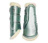 Imperial Riding IRH Lovely Polainas Resistentes, con Borde de Piel, Placa metálica y Bandas elásticas para tendón, Transpirables y cómodas para Entrenamiento y Paseos, Color Verde Salvia, Completo