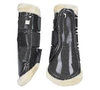 Imperial Riding IRH Lovely Polainas Resistentes con Borde de Piel, Placa metálica y Bandas elásticas para tendón, Transpirables y cómodas para Entrenamiento y Paseos, Color Negro