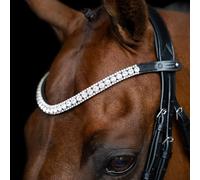 Imperial Riding IRHSlim - Cinta para la Cabeza de Piel con Cristales Brillantes y Cierre de Pasador (Plateado)