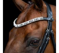 Imperial Riding IRHSlim - Diadema de Piel con Cristales Brillantes y Cierre de Pin, Color Negro y Plateado