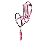Imperial Riding Juego de Cabestro con Punto de Atar y Flecos - Cabestro de Nailon Resistente con Hebilla, Cierre de y Gancho a presión, cómodo y fácil de Limpiar, Rosa neón, Pony