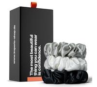 IMPERIO Scrunchies de Seda en Exclusiva Caja de Regalo - Coleteros Pelo Mujer Premium de 100% Pura Seda de Morera en Calidad 22 Momme - Suave para el Cabello Contra Rotura (Clásico)