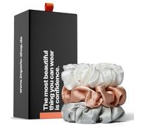 IMPERIO Scrunchies de Seda en Exclusiva Caja de Regalo - Coleteros Pelo Mujer Premium de 100% Pura Seda de Morera en Calidad 22 Momme - Suave para el Cabello Contra Rotura (Único)