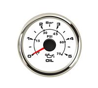 Impermeable 52 mm Medidor de presión de aceite 0-5 Bar 75 PSI for automóviles Auto Auto Barco de aceite Medidor de prensa con 8 colores de luz de fondo(WS)