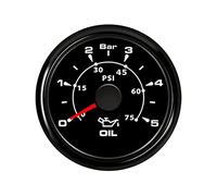 Impermeable 52 mm Medidor de presión de aceite 0-5 Bar 75 PSI for automóviles Auto Auto Barco de aceite Medidor de prensa con 8 colores de luz de fondo(BN)