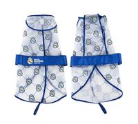 Impermeable Ajustable para Perro Real Madrid - Abrigo Impermeable para Mascotas con Capucha, Resistente al Agua, Diseño Exclusivo y Ajuste Cómodo, Producto Oficial de Fútbol