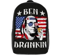 Impermeable Backpack Ben Franklin Bebiendo Divertido Mochila para Escuela Casual Bolsa De Viaje para Viajes, Gimnasio, Mujeres, 42X32X14Cm