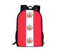 Impermeable Bolso Mochila Bandera del Perú Bolsa De Deporte Casual Backpack para Viajes, Mujeres, Trabajo, 42X32X14Cm