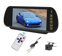 Impermeable Camara Monitor Espejo Retrovisor 7 Pulgadas con Cámara Monitoreo Universal Vehículos Pantalla Visualización Imagen Inversa Visión Nocturna