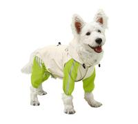 Impermeable for perros con cobertura total y orificios de tracción, ligero, impermeable y resistente al viento con rayas reflectantes, poncho impermeable for perros pequeños y medianos.(Green,2XL:Back