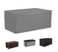 Impermeable Funda Protectora para Arcón Exterior, 210D oxford de Cubierta para Baúl Almacenaje para Jardín Terraza, Fundas para Caja de Almacenamiento para Balcón(Size:123*62*55cm,Color:Gris)