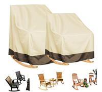 Impermeable Funda Tumbona Mecedora Individual Exterior,2pcs Funda Silla Mecedora Individual Protectoras Tumbona Jardín,210D Oxford Cubierta Reclinable Funda (Size:127x101x114cm,Color:Beige brown 420D)