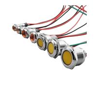 Impermeable IP67 Metal LED indicador de advertencia luz lámpara de señal cable piloto 3V 5V 12V 24V 110V 220V 6/8/10/12/16/19/22mm 1 Uds(Yellow,16MM_12-24V)