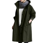 Impermeable Mujer Gabardina Mujer Impermeable Cortavientos Plegable con Capucha Cazadora Ligero Color Sólido Invierno Manga Larga Trekking Deporte Abrigos Verde del ejército S