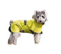 Impermeable para perros pequeños con orejeras, chaqueta impermeable ligera 2 en 1 con agujero de tracción, poncho reflectante ajustable para perros pequeños y medianos, 3XL (verde fluorescente)