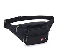 Impermeable Riñoneras Hombre Mujer Riñoneras de Marcha Running de Acampada y Marcha Bolsos de Gimnasio Bolsos Bandolera para Hombre Mujer (Negro)