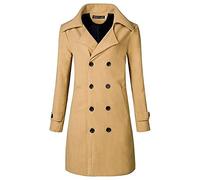 Impermeable/Trench Largo Edredón Hombre Gabardina delgada y elegante para hombre, informal, con doble botonadura, manga larga, chaqueta larga sólida para el trabajo y las