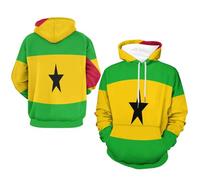 Impermeable Y Cálida Unisex【Sudadera con Capucha】 Estampado De Santo Tomé Y Príncipe Banderas Chaqueta Deportiva Holgada Ropa De Casa con Grandes Bolsillos Práctica Versátil Casual Cómoda