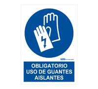IMPLASER OB05-A4 Señal obligatorio uso guantes aislantes 29,7x21cm