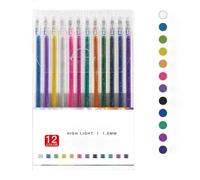 Implementarch Glitter Gel Pen Set 1.0mm Fine Tip Color Flash Drawing Pens Sparkle Ink Rollerball Markers Scrapbooking Journaling Coloring Classroom Office Note Taking Doodle Art Supplies(12 Colors)