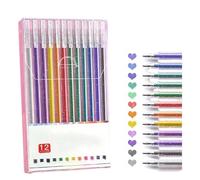 Implementarch Pens, Iridescent Glitters Gel Ink Pen Set, Smooth Writing and Precise Lines for Coloring, Doodling, And Note - Taking (12Pcs)