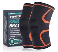 Impoditiongs 1 Par Rodilleras Transpirable y Antideslizante para Hombre y Mujer,Rodilleras deportivas,para Yoga,Correr(Naranja,L)