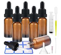 Impoditiongs 6Pcs Ambar Frasco Cuentagotas Cristal 30ml, Botellas Con Cuentagotas, con Embudo y Gotero, para uso en aceites esenciales y aromaterapia (Marrón)