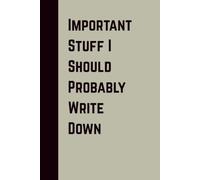 Important Stuff I Should Probably Write Down: A Blank Lined Notebook for Notes, Ideas, Lists, Reminders, Thoughts, Plans & Everyday Writing