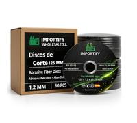 IMPORTIFY Discos de Corte para Amoladora Angular | Pack 50 Unidades | Uso Profesional | Metal, Acero e Inox | 1,2 mm (TAMAÑO 125 MM)