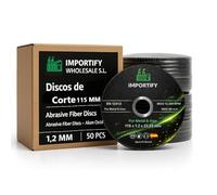 IMPORTIFY Discos de Corte para Amoladora Angular | Pack 50 Unidades | Uso Profesional | Metal, Acero e Inox | 1,2 mm (TAMAÑO: 115 MM)