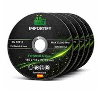 IMPORTIFY Discos de Corte para Metal - Pack 5 Uds | Abrasivos Profesionales para Amoladora Angular (Tamaño: 115 mm)
