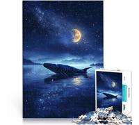 Imposible Ballena Solitaria a la luz de la Luna Rompecabezas de 1000 Piezas para Adultos 26x38cm Adecuado para decoración de Escritorio. para Mayores de 14 años