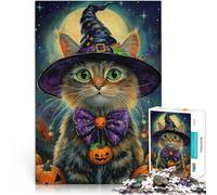 Imposible Gato Brujo de Halloween Rompecabezas para Adultos 1000 Piezas 38x52cm Cada Pieza es única: un desafiante y Divertido Juego Familiar para Mayores de 14 años