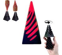 Impossible Pyramid Passthrough Sculpture,Pass Through Pyramid Fidget Toy,3D Printed Spiral Cone Toy,Pyramid Passthrough Sculpture, Desktop Deco Souvenir Gift (Red)