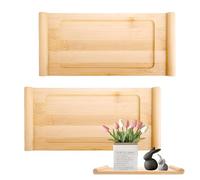 imposyu 2 Piezas Bandeja Bambú Rectangular Pequeñas Bandejas Decorativas de Bambú Bandeja de Servir de Madera 27x13 cm para Posavasos de Té, Mesa, Café y Pasteles