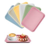 imposyu 6 Piezas Bandejas Plastico Rectangular Reutilizable Bandejas para Servir Comida Pequeña Bandejas de Cocina para Desayuno Fruta Tartas Postres (24,8 × 17,8 CM)