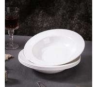 imposyu 6 piezas Platos de Servicio Blanco Platos Plastico Reutilizables Platos Hondos 22x4 cm Platos para Pasta, Ensaladas, Filetes, Color Blanco