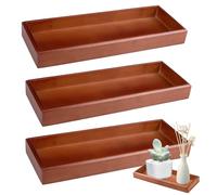 imposyu Juego de 3 Bandeja Madera Rectangular Bandejas de Madera para Servir Bandeja Servir Comida Pequeña Bandeja Decorativa para Cocinas, Mesa Decorativo