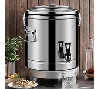 IMPREC Contenedor Isotérmico Acero Inoxidable, Engrosamiento con Cubo De Aislamiento De Grifo Multifunción Comercial Frío Y Caliente LYWY (Color : Silver, Size : 10L)