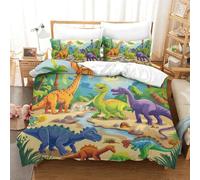 Impresas En 3D Dinosaurios Juego De Ropa De Cama Infantil Microfibra Suave Funda De Edredón Fundas De Almohada 3 Piezas Cierre De Cremallera King（220x240cm）