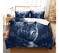 Impresas En 3D Wolves in The Lunalight Juego De Cama De Microfibra Suave Funda Nórdica Fundas De Almohada 3 Piezas Cierre De Cremallera King（220x240cm）