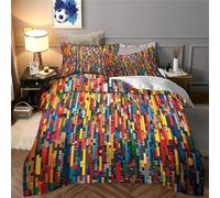 Impresión 3D Bloques de construcción de Colores Juego De Cama De con Cierre De Cremallera Funda De Almohada Funda De Edredón Microfibra Single（135x200cm）