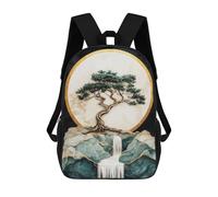 Impresión 3D Bonsai Tree Waterfall Art Print Mochilas Escolares Para Niños De 17 Pulgadas, Mochilas Para Libros Para Niños, Mochila De Gran Capacidad, Mochila De Viaje, Mochilas De Uso Diario
