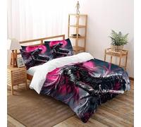 Impresión 3D Caballero Crimson Juego De Ropa De Cama Niños 3 Piezas Microfibra 2 Fundas De Almohad Suave con Cremallera De King(220x240cm)