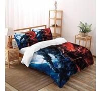 Impresión 3D Caballero de la Luna Sangrienta Juego De Ropa De Cama Niños 3 Piezas Microfibra 2 Fundas De Almohad Suave con Cremallera De Super King（260x220cm）