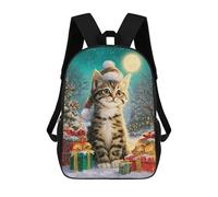 Impresión 3D Christmas Kitten with Presents-3 Mochilas Escolares Para Niños De 17 Pulgadas, Mochilas Para Libros Para Niños, Mochila De Gran Capacidad, Mochila De Viaje, Mochilas De Uso Diario