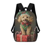 Impresión 3D Christmas Poodle with Presents Mochilas Escolares Para Niños De 17 Pulgadas, Mochilas Para Libros Para Niños, Mochila De Gran Capacidad, Mochila De Viaje, Mochilas De Uso Diario